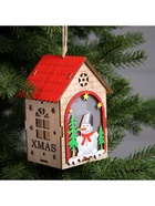 Ёлочная игрушка «Домик со снеговиком», 14.5×11×8.5 см, 1 LED, от батареек, свечение тёплое белое - Фото 4