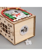 Ёлочная игрушка «Домик со снеговиком», 14.5х11х8.5 см, 1 LED, от батареек, свечение тёплое белое - фото 6620716