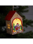 Ёлочная игрушка «Домик с Дедом Морозом», 14.5×11×8.5 см, 1 LED, от батареек, свечение тёплое белое - Фото 5