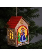 Ёлочная игрушка «Домик со Снегурочкой», 14.5×11×8.5 см, 1 LED, от батареек, свечение тёплое белое - Фото 5