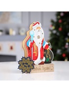 Светодиодная фигура «Дед Мороз» 14×20×2.5 см, дерево, батарейки LR1130×3 (в комплекте), свечение тёплое белое - фото 119635114