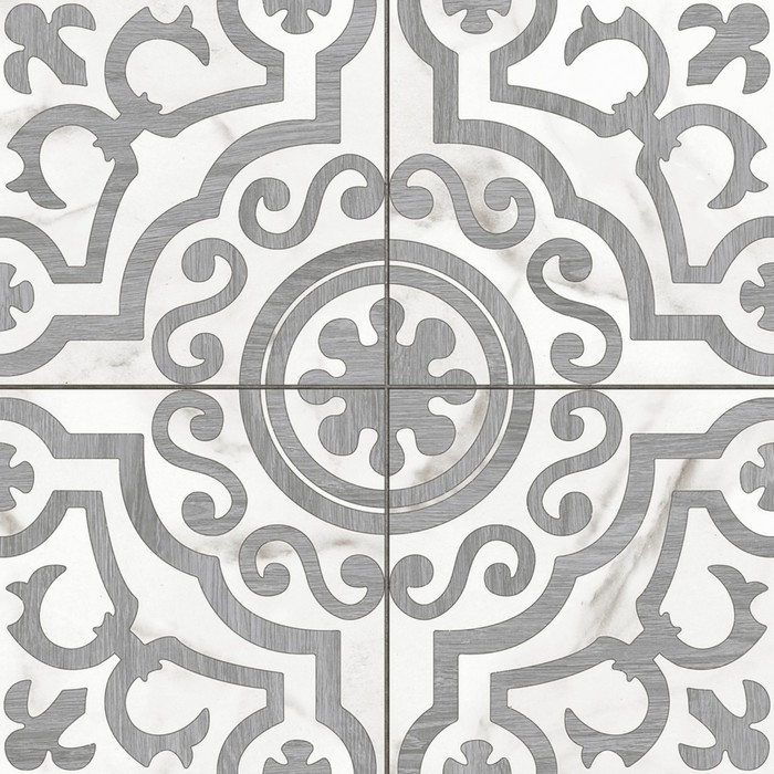 Керамогранит Siena узоры белый рельеф 42x42 (в упаковке 1,58 м2) - Фото 1