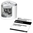 Точилка электрическая 2 отверстия BRAUBERG DUAL, питание от 4 батареек АА, белая 270580 - фото 24551607