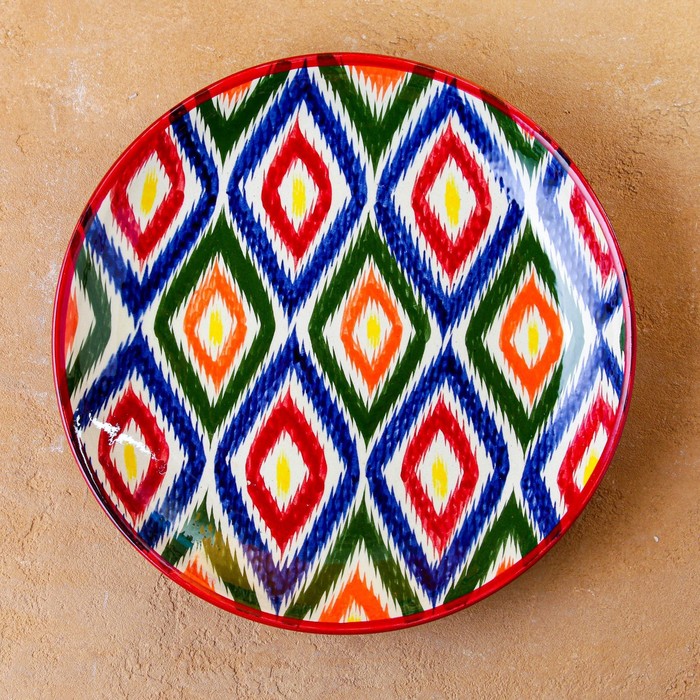 Ляган круглый Риштанская керамика 28см, Атлас - Фото 1