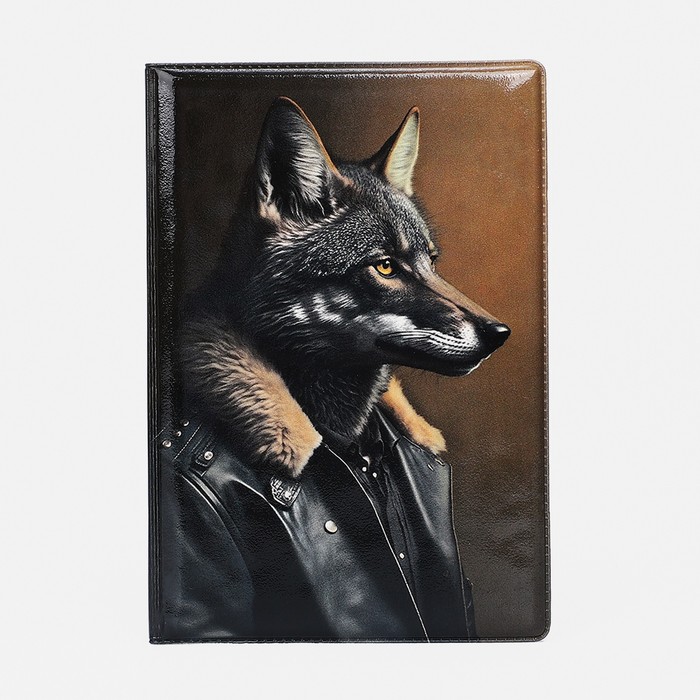 Обложка для паспорта "Волк в сером", 9,5*0,5*13,5, коричневый