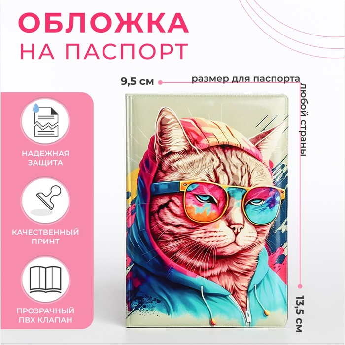 

Обложка для паспорта, цвет серый/разноцветный