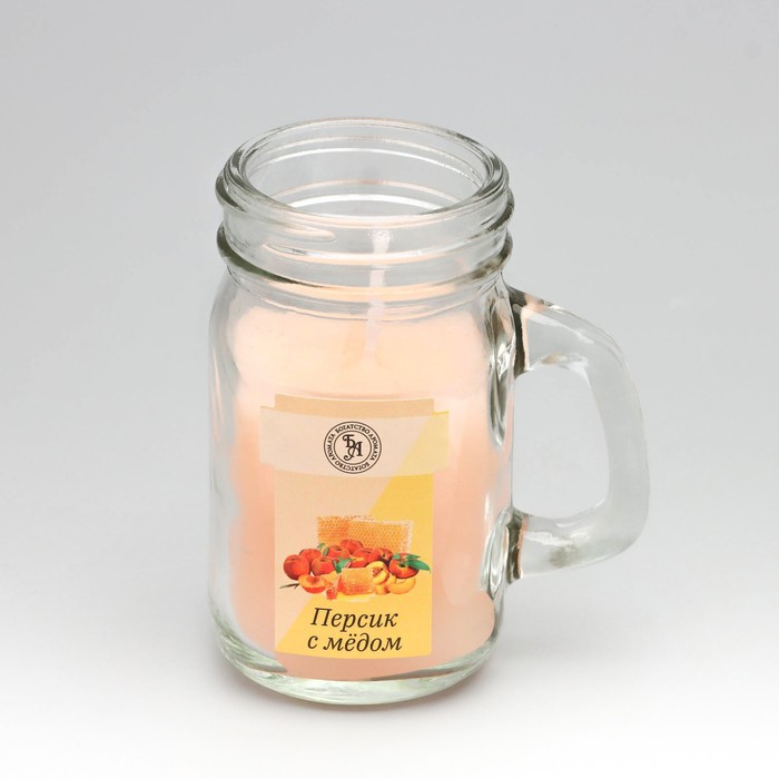 Свеча ароматическая в банке "Персик с медом", 7,2 х 8,5 см, 190 г - фото 1885727048