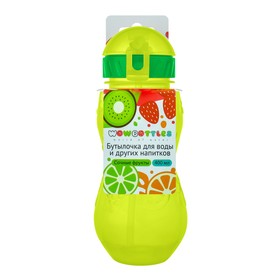 Бутылочка детская с силиконовой трубочкой «Сочные фрукты», 400 мл., со шнурком, цвет МИКС