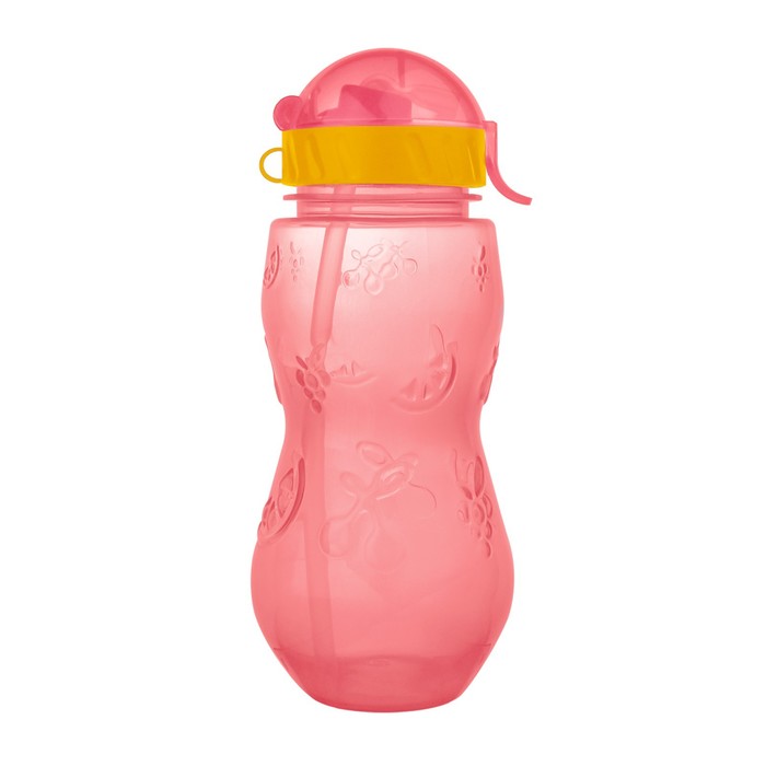Бутылочка детская 400мл., с трубочкой и шнурком «Сочные фрукты», цвет МИКС