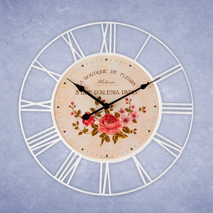 Часы настенные, серия: Интерьер, "Розы", плавный ход, d-45 см - Фото 1