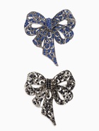 Брошь «Бант» узорчатый, цвет бело-синий в чернёном серебре МИКС - Фото 1