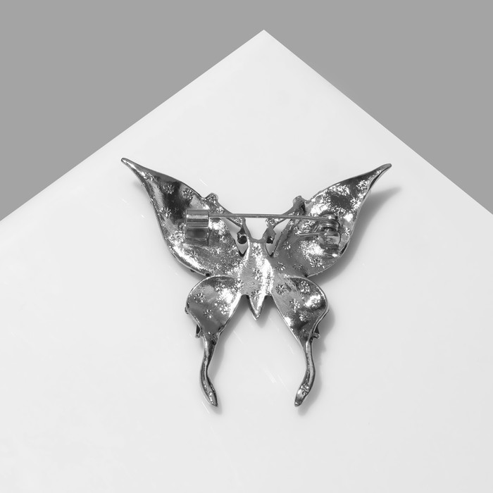 Брошь «Бабочка» изящная, цвет тёмно-синий в серебре - фото 1909257181