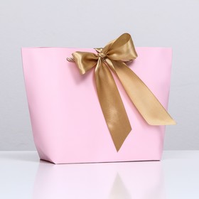 Пакет подарочный с лентой 19 х 20 х 9 см "Розовый"