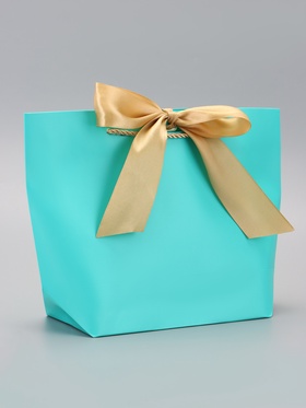 Пакет подарочный ламинированный, с лентой «Бирюзовый», горизонтальный 19?20?9 см (комплект 12 шт)