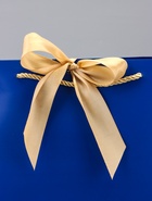 Пакет подарочный ламинированный, с лентой «Синий», горизонтальный, 26×25×11 см 9624181