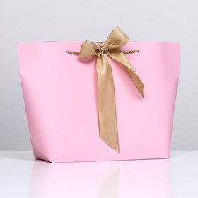 Пакет подарочный с лентой 26 х 25 х 11 см "Розовый"