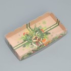 Коробка для кондитерских изделий с PVC крышкой «Мандарины и хвоя», 10.5 х 21 х 3 см, Новый год - фото 319682621