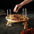 Столик - поднос для подачи вина и чая Adelica, с менажницей и складными ножками, на 2 персоны, пропитана минеральным маслом, 32×25×1,8 см, в подарочной упаковке, берёза - Фото 6