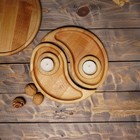 Подарочный набор деревянной посуды Adelica «Инь-янь», менажница 2 шт, поднос, подсвечник 2 шт, берёза - фото 7078184