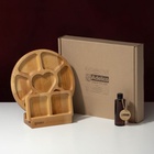 Набор менажниц деревянных Adelica, 6 секций, 2 секции, подставка для посуды, масло в подарок, берёза - Фото 7