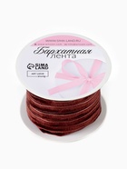 Лента бархатная, 6 мм, 18±1 м, коричневая №119 - Фото 4