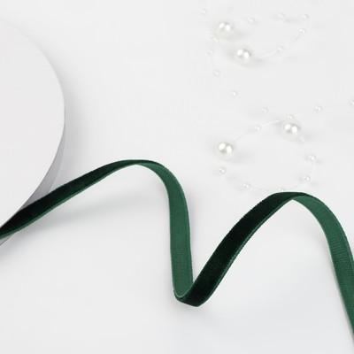 Лента бархатная, 6 мм, 18±1 м, зелёная №165