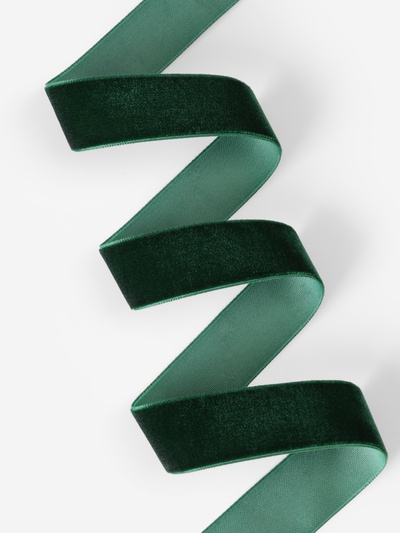 Лента бархатная, 25 мм, 18±1 м, зелёная №165