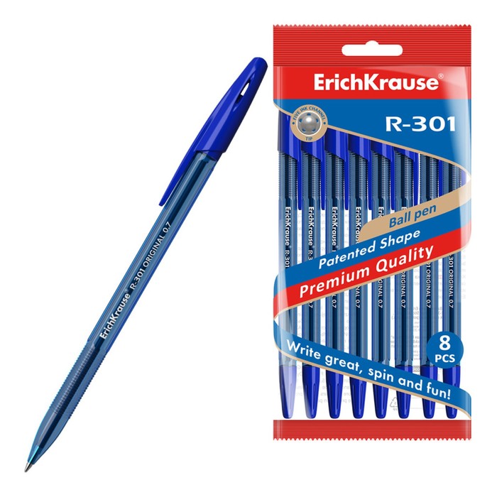 Набор ручек шариковых ErichKrause R-301 Original Stick, узел 0.7 мм, чернила синие