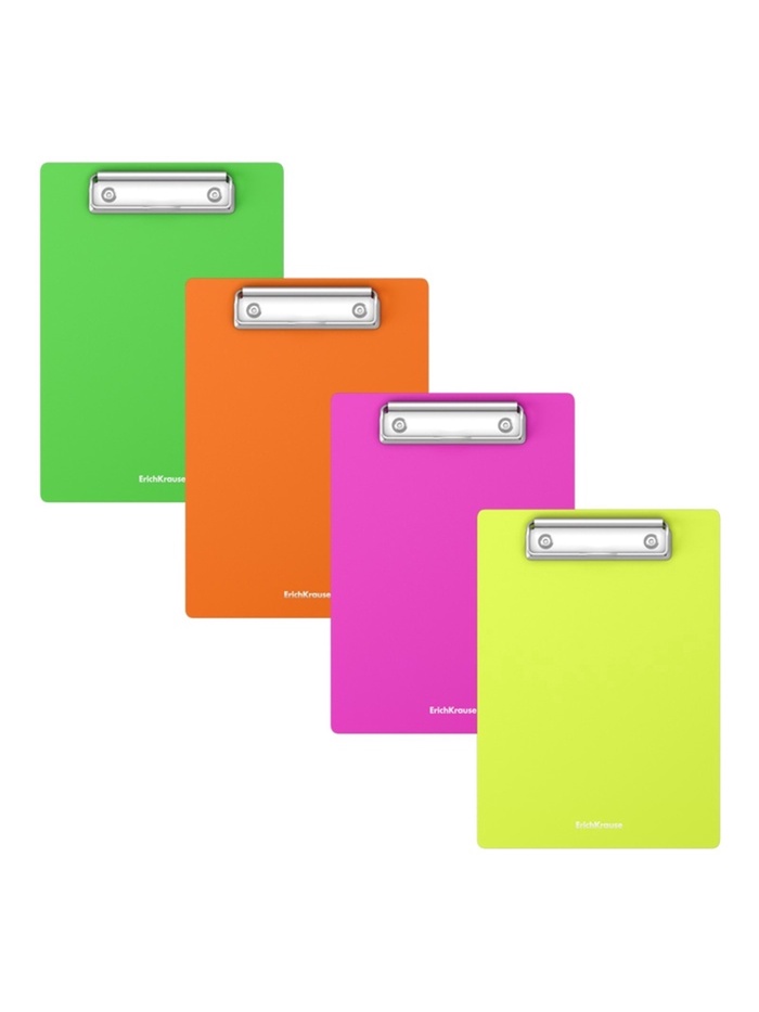 Планшет с зажимом А5, 1.3 мм, ErichKrause Matt Neon, пластик, ассорти - Фото 1