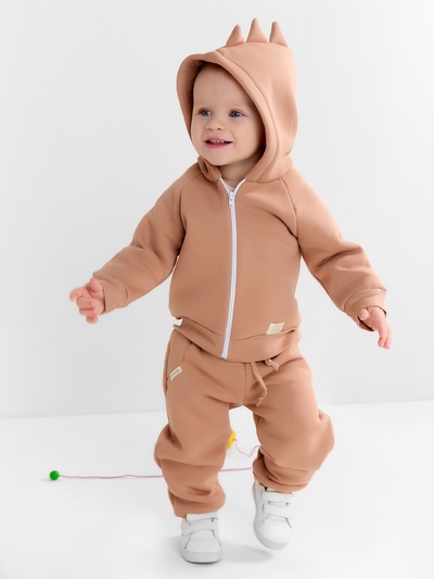 Костюм детский (толстовка, брюки) «Крошка Я» Dino, рост 68-74, коричневый