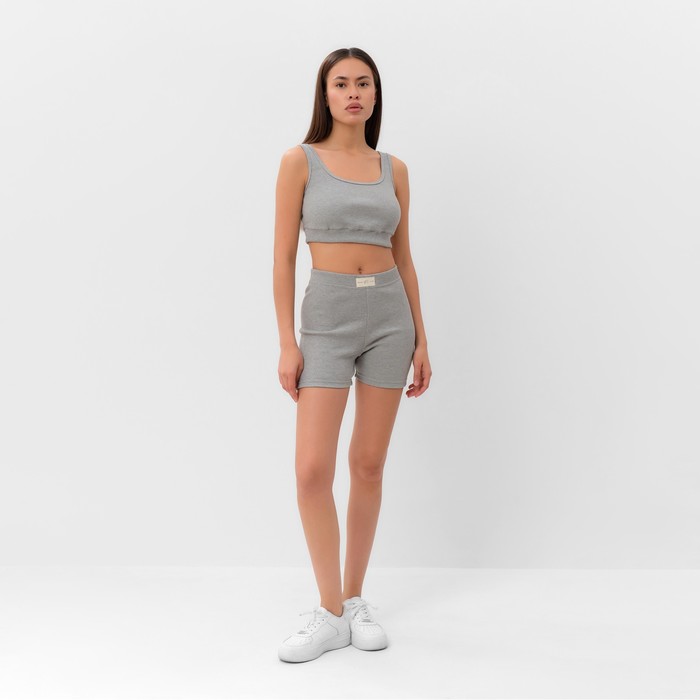 Костюм женский (топ, велосипедки) MIST, размер 44-46, серый