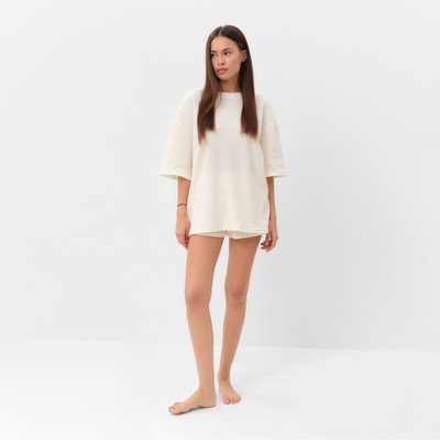 Пижама женская (футболка, шорты) KAFTAN Basic line, размер 44, молочная