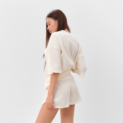 Пижама женская (футболка, шорты) KAFTAN Basic line, размер 44, молочная