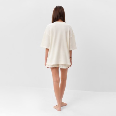 Пижама женская (футболка, шорты) KAFTAN Basic line, размер 44, молочная