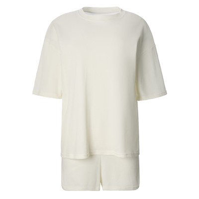 Пижама женская (футболка, шорты) KAFTAN Basic line, размер 44, молочная