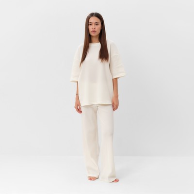 Брюки домашние женские KAFTAN Basic line, размер 42, молочные