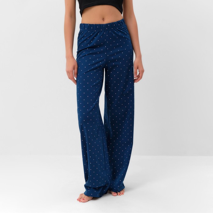 Брюки домашние женские KAFTAN «Горошек», размер 56-58, синие - Фото 1