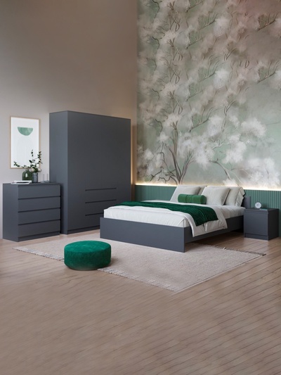 Спальный гарнитур «Мадера», комплект 5 предметов, цвет графит