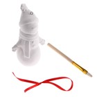 Ёлочное украшение под раскраску «Снеговик» с подвесом, кисть - фото 7078376
