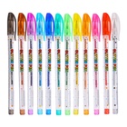 Набор гелевых ручек Calligrata, 12 цветов, металлик, узел 0.5 мм, корпус с рисунком, в блистере на кнопке - Фото 4