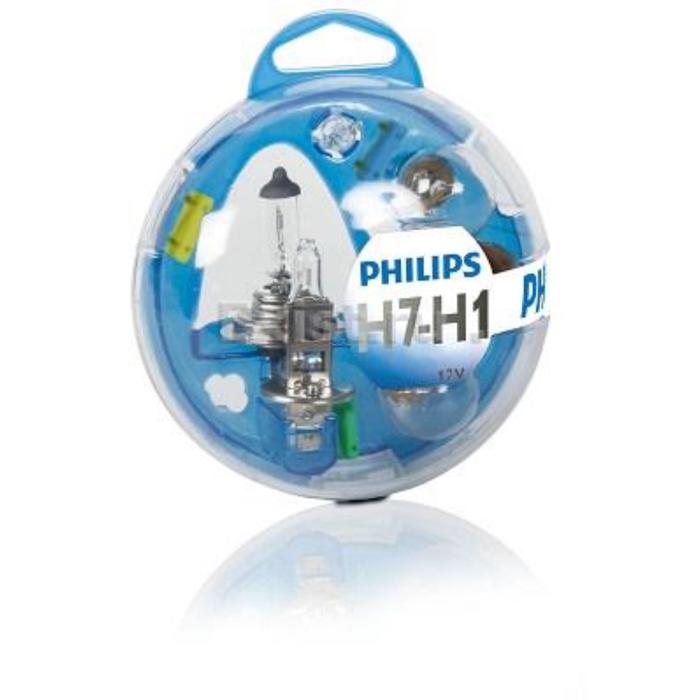Лампа Philips H1 12 В, 55W (P14,5s) + H7 12 В, 55W (PX26d) 55720EBKM - Фото 1