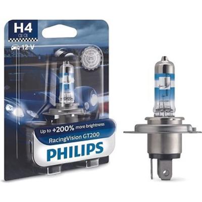 Лампа Philips H4 12 В, 60/55W (P43t) (+200%) Racing Vision GT200, блистер 1 шт, 12342RGTB1