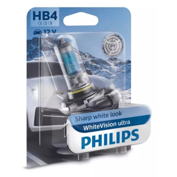 Лампа Philips HB4 12 В, 51W (P22d) (+60% вид.) WhiteVision ultra , блистер 1 шт, 9006WVUB1 - Фото 1