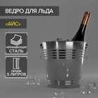 УЦЕНКА Ведро для льда из нержавеющей стали «Айс», 5 л, 22×22 см, серебристое - Фото 1