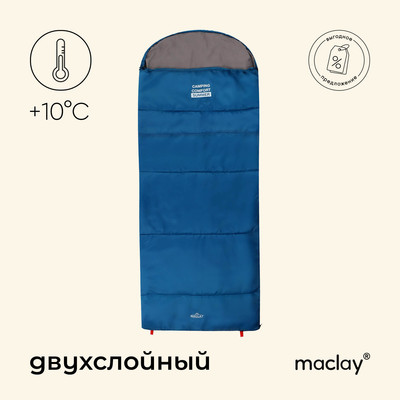 Спальный мешок maclay camping comfort summer, одеяло, 2 слоя, правый, 220×90 см, +10/+25°С