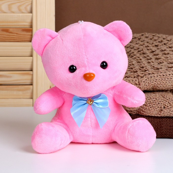 Мягкая игрушка &quot;Мишка&quot; с бантиком, 20 см, цвет розовый
