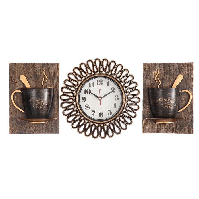 

Часы настенные, серия: Кухня, "Бронзовые чашки", плавный ход, 31 х 26 см