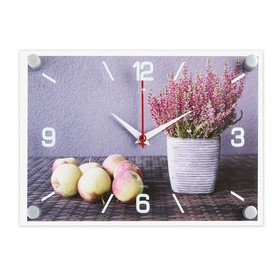 Часы-картина настенные, серия: Кухня, "Яблоки и лаванда", плавный ход, 20 х 30 см