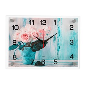 Часы настенные, серия: Интерьер, "Букет роз", плавный ход, 25 х 35 см