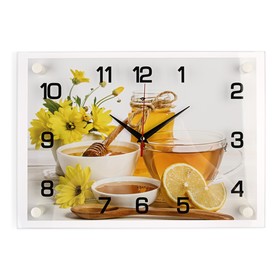 Часы настенные, серия: Кухня, "Медовый чай", плавный ход, 25 х 35 см